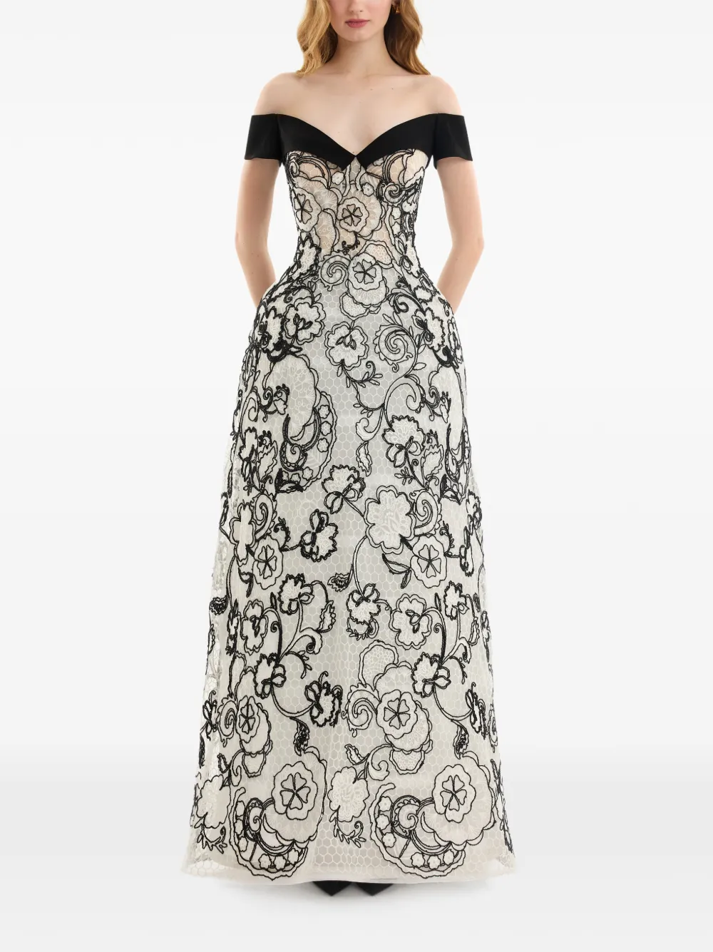 Gemy Maalouf Off-shoulder maxi-jurk Wit