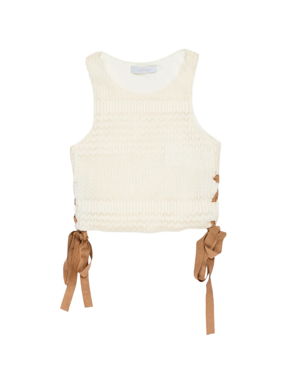 Miss Grant Kids lace-up top - Toni neutri