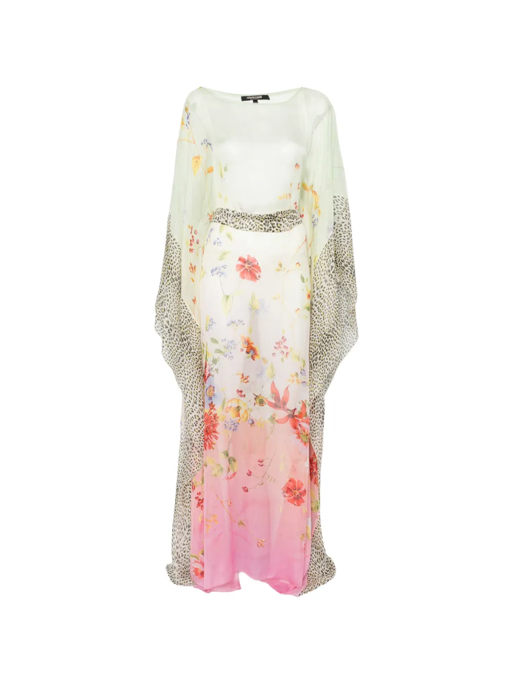 Roberto Cavalli floral-print kaftan - Toni neutri