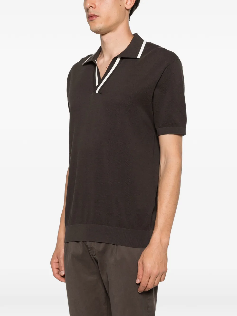 Paolo Pecora T-shirt met V-hals afwerking Bruin