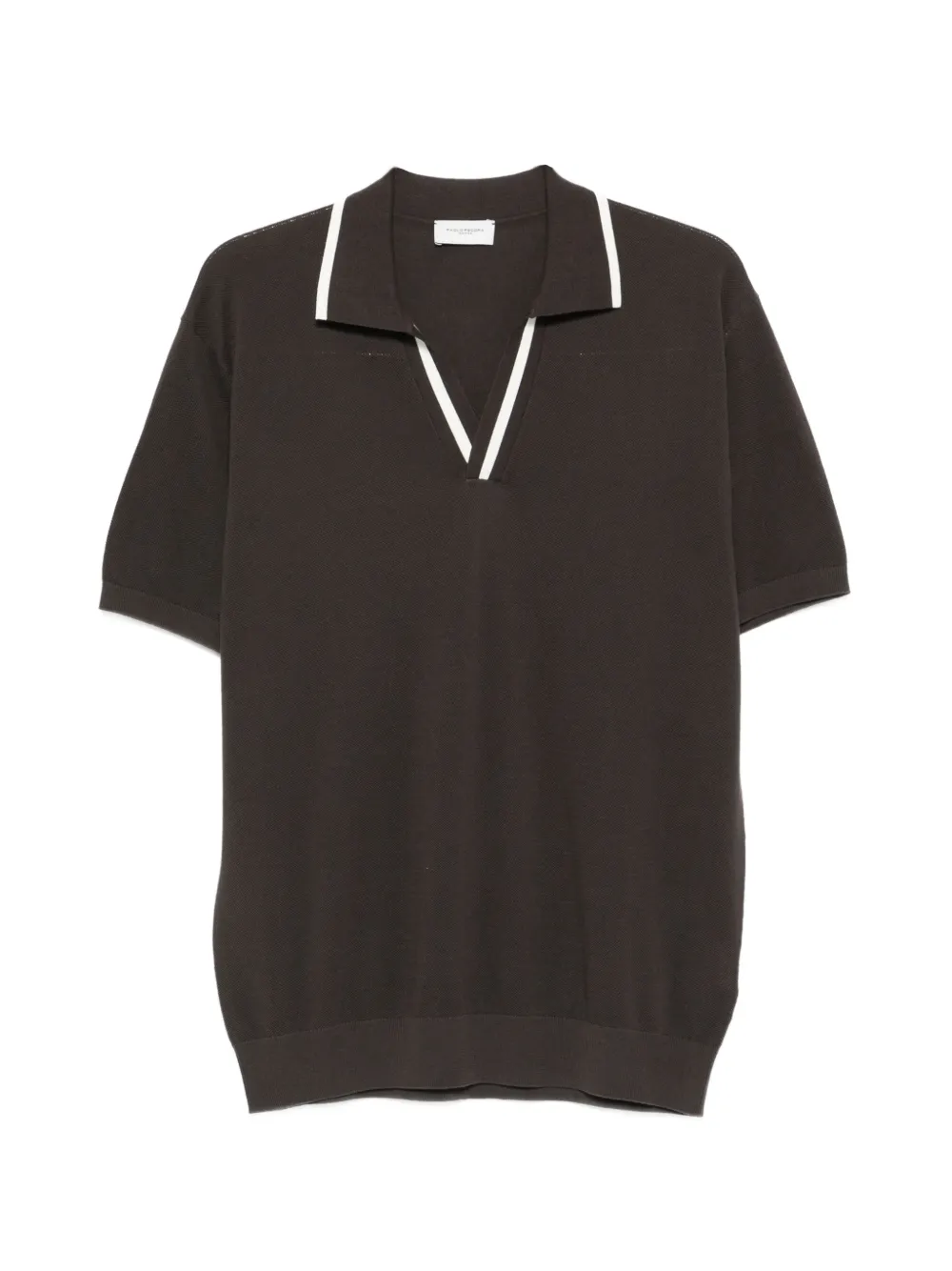 Paolo Pecora T-Shirt mit V-Ausschnitt - Braun