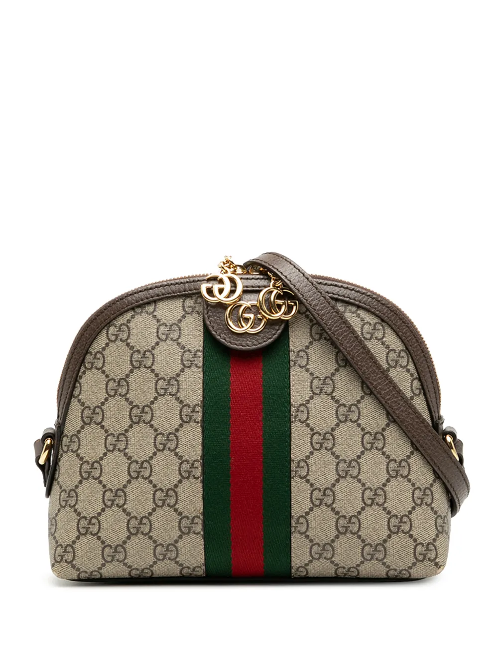 Gucci Pre-Owned 2016-2026 Small GG Supreme Web Ophidia Dome crossbody bag - Marrone