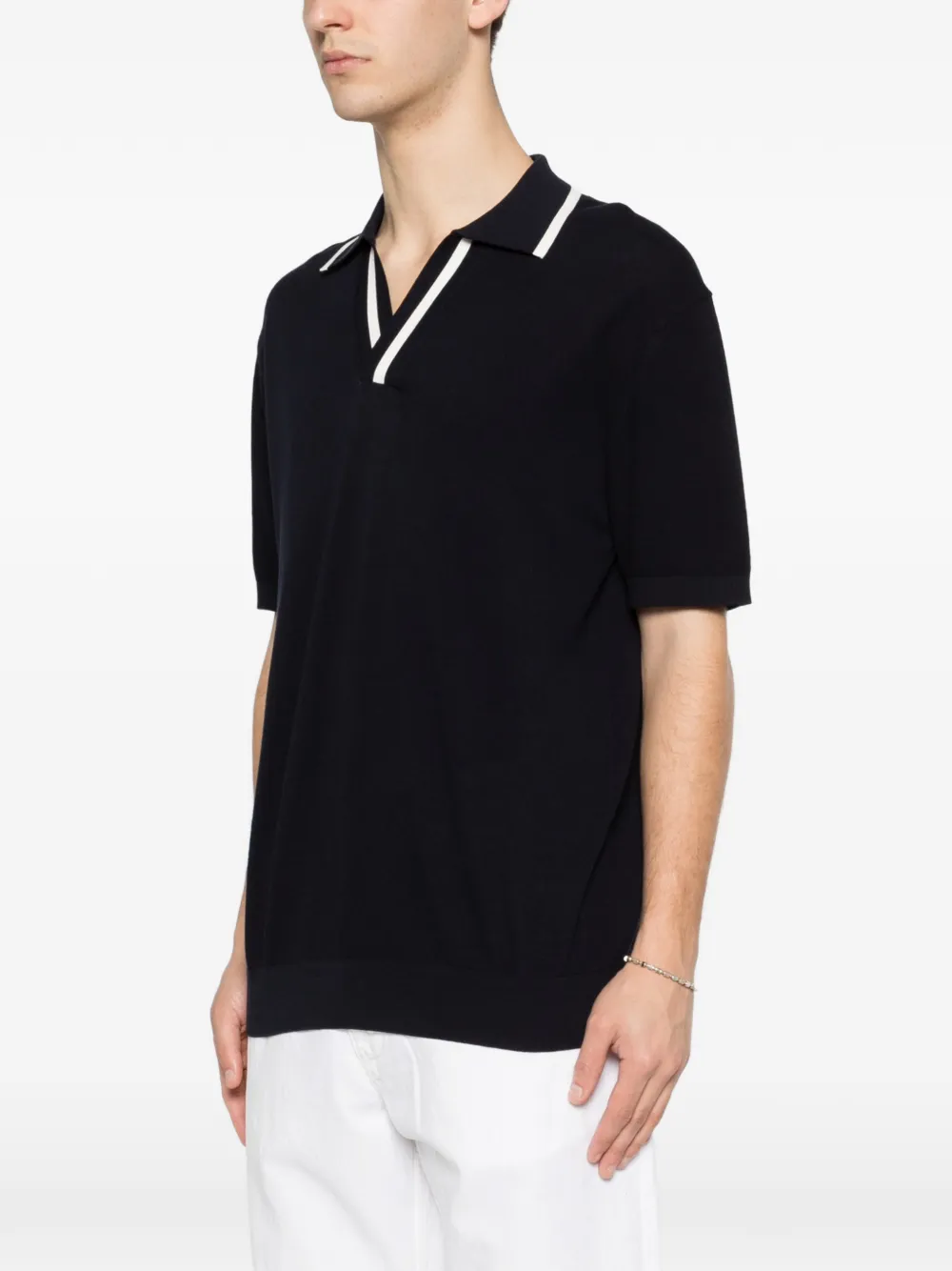 Paolo Pecora T-shirt met V-hals en afwerking Blauw