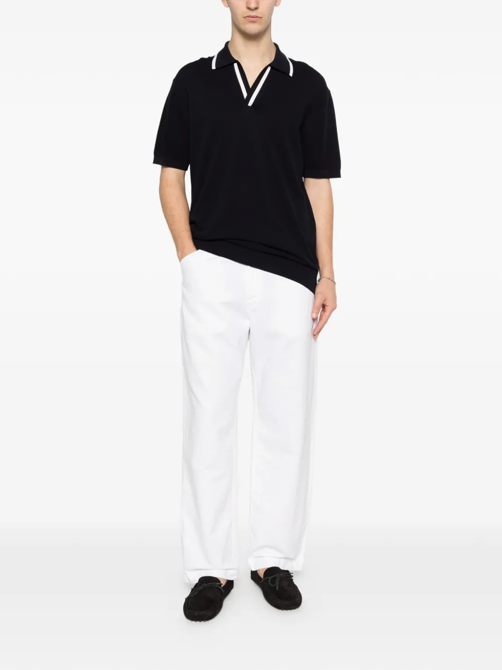 Paolo Pecora T-shirt met V-hals en afwerking Blauw