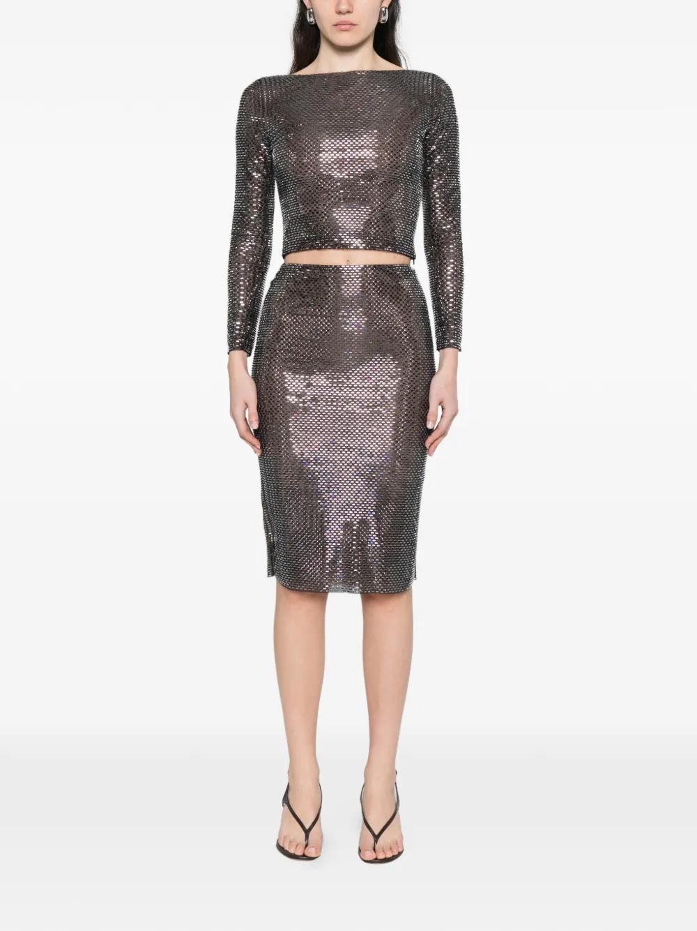 Self-portrait Embellished Midi Skirt - Black 