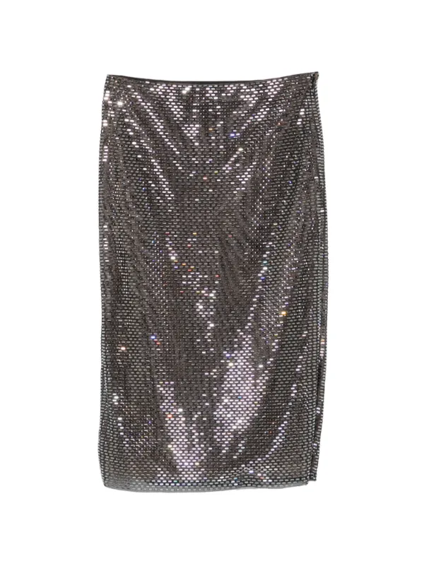 Self-Portrait Embellished Midi Skirt in Black