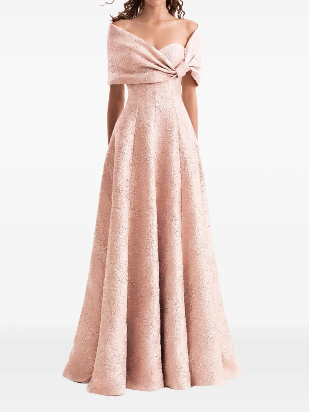 Gemy Maalouf Off-shoulder avondjurk met textuur Roze