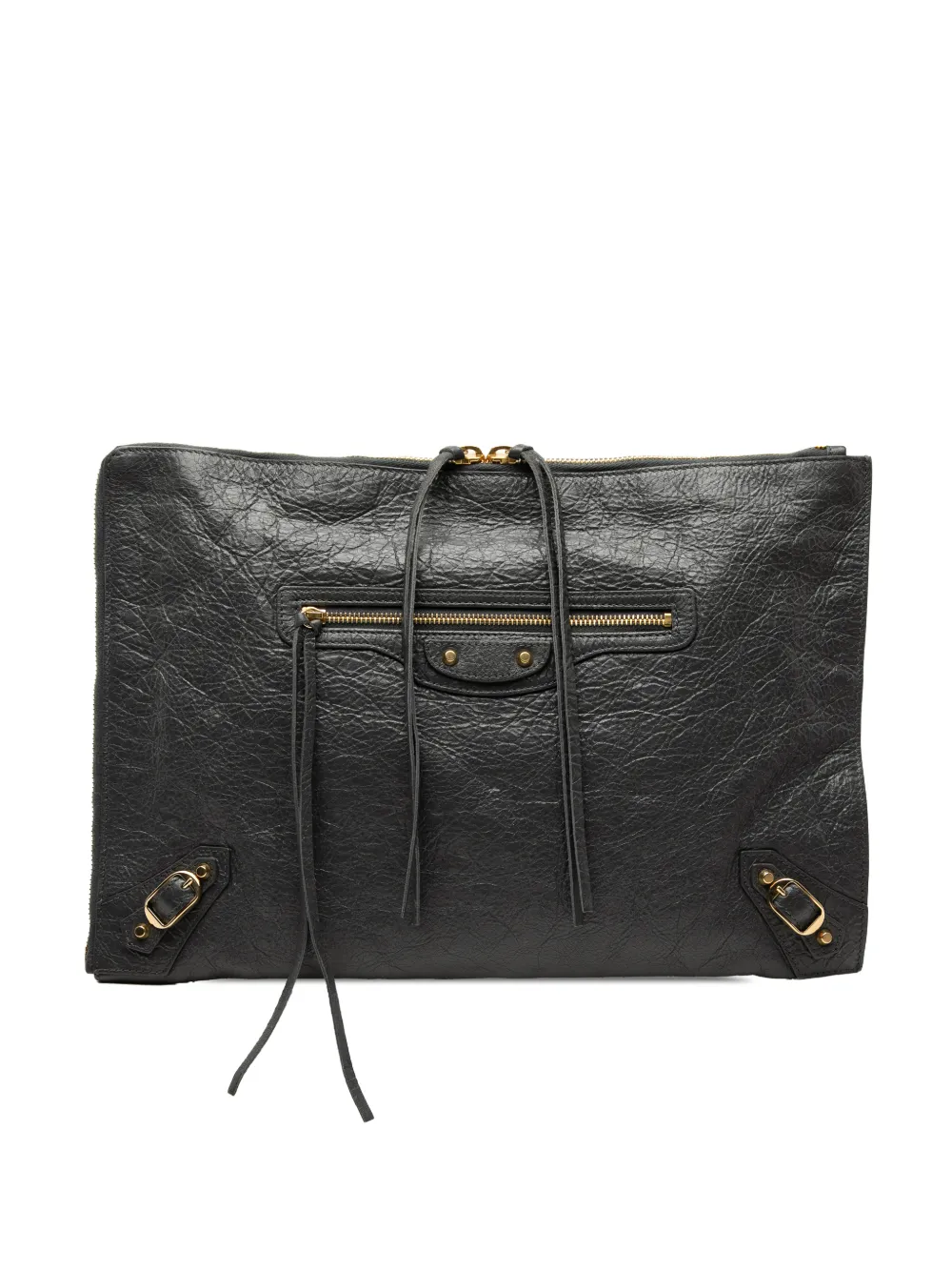 Balenciaga Pre-Owned 2010-2026 Lambskin Motocross Classic Zip Around Flat clutch bag - Nero