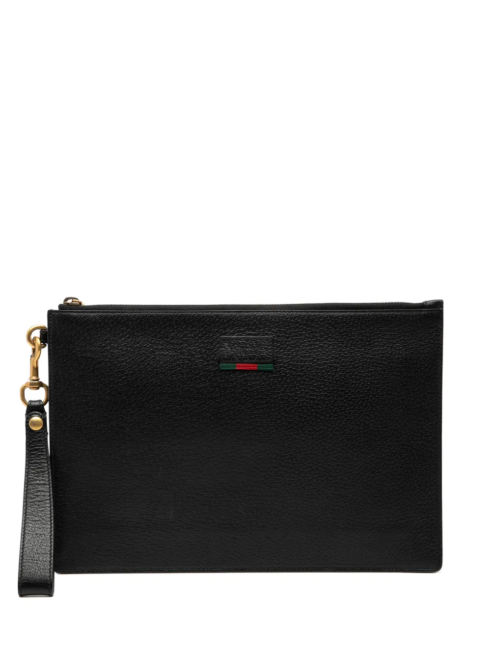 Gucci Pre-Owned 2000-2015 Leather Web Agora clutch bag - Nero