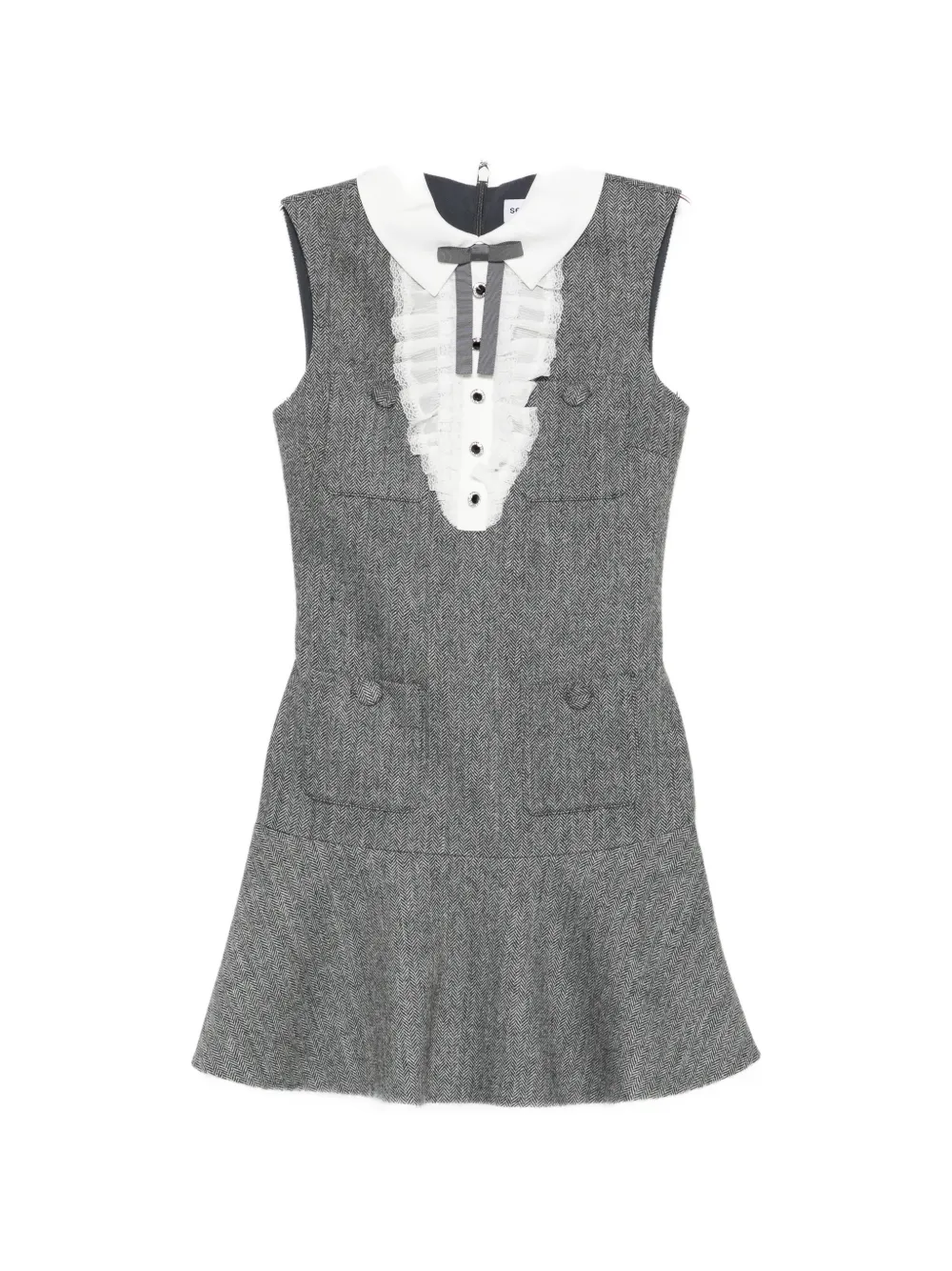 Self-Portrait ruffled collared mini dress - Grigio