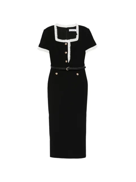 Self-Portrait robe mi-longue à taille ceinturée