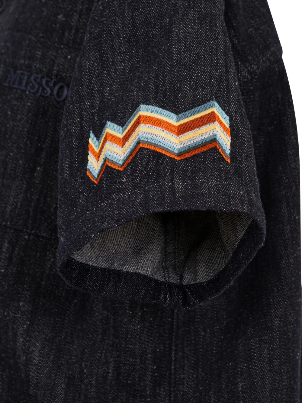  Missoni Kids Camisa Vaquera Bordada - Azul 
