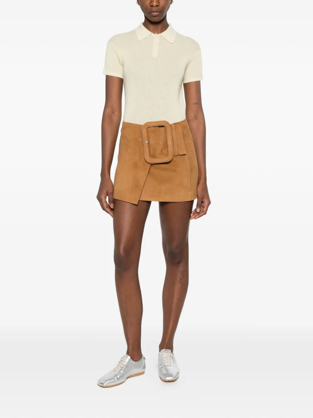  Ami Paris Buckled A-line Mini Skirt - Brown 
