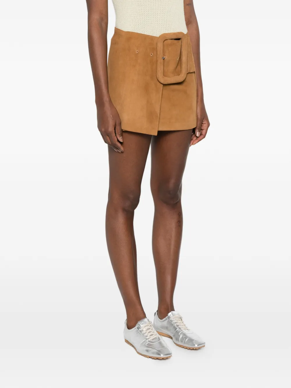  Ami Paris Buckled A-line Mini Skirt - Brown 