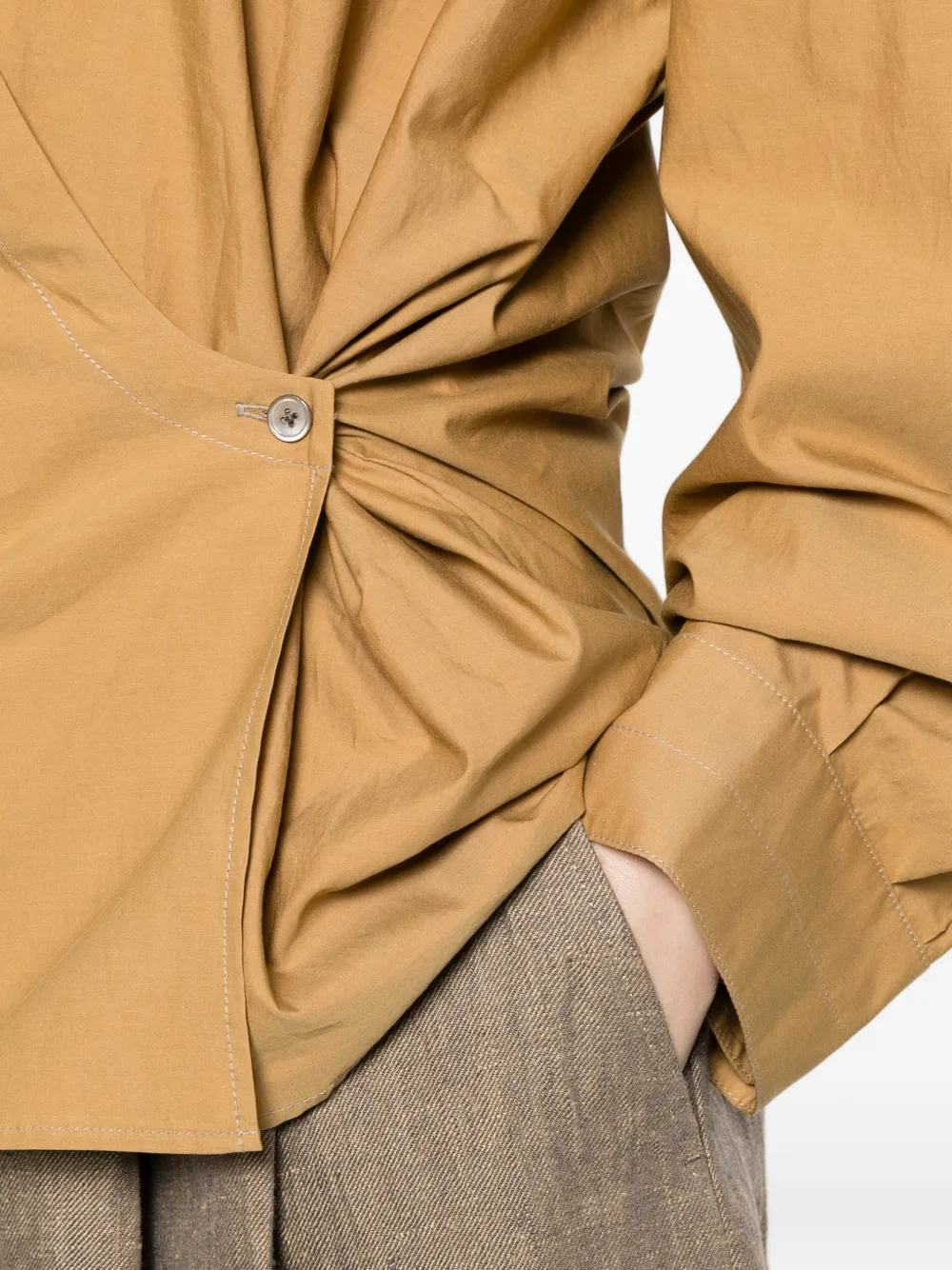 LEMAIRE Gewikkelde blouse Bruin