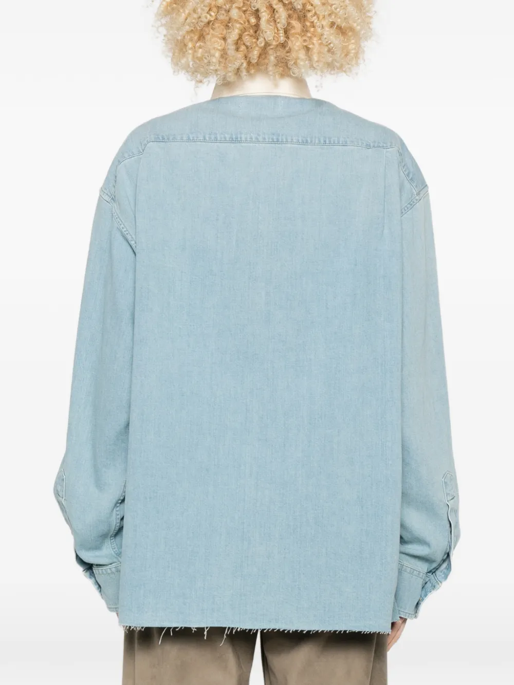Miu Overhemd met geborduurd logo en contrasterende kraag Blauw