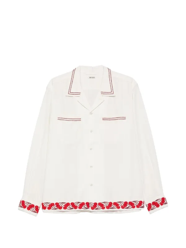 Bode Cherry Lane Beaded Shirt in Neutrals