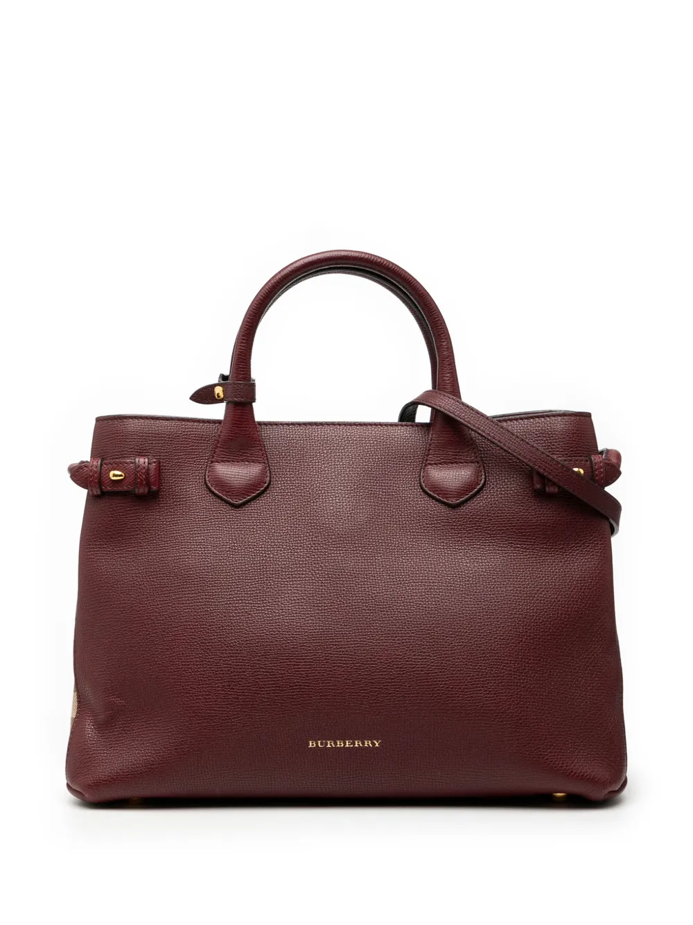 Burberry Pre-Owned 2000-2017 Medium Leather and House Check Banner satchel - Rosso