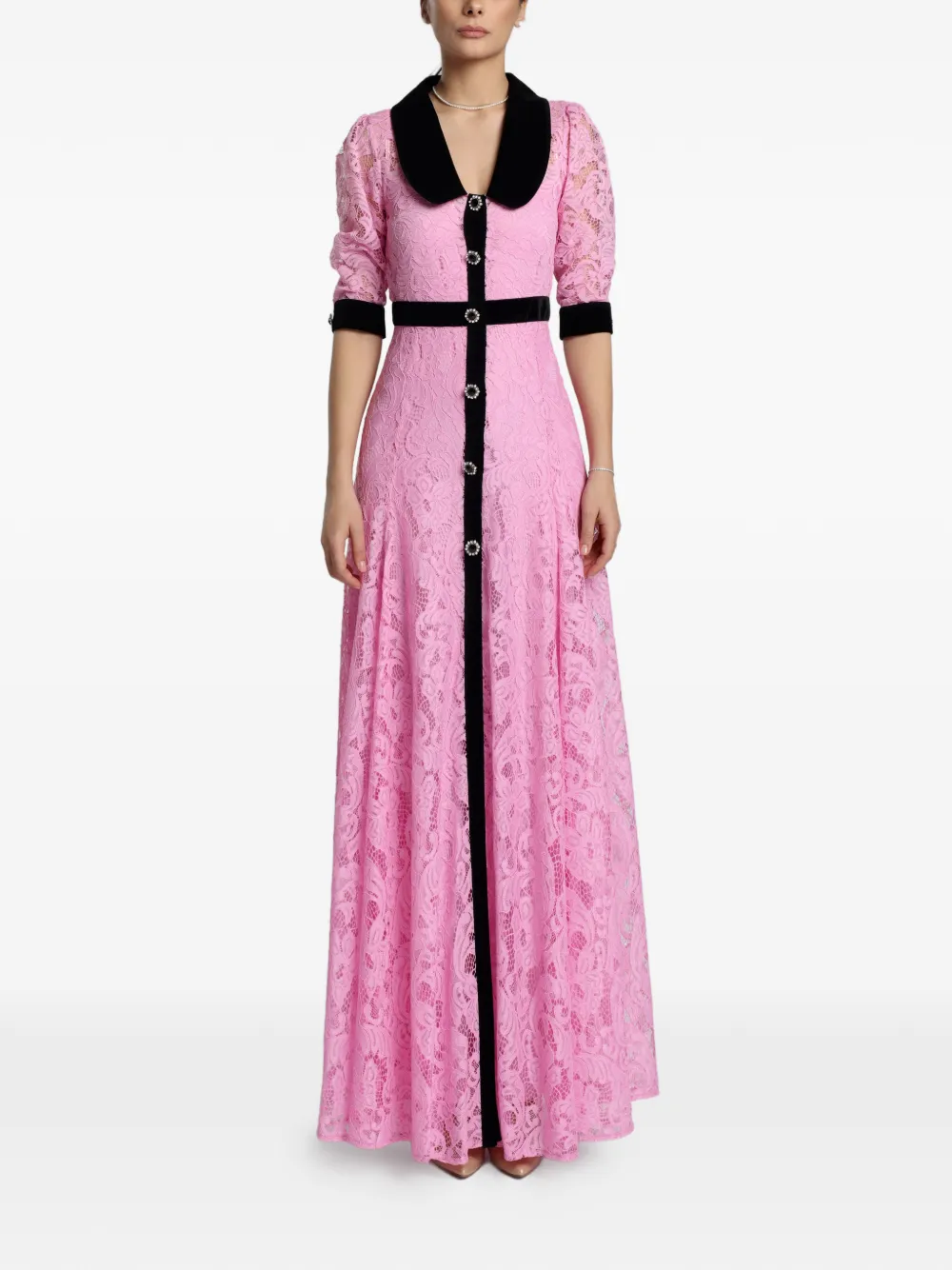 MIAU by Clara Rotescu Bergamot button-embellishment maxi dress - Rosa