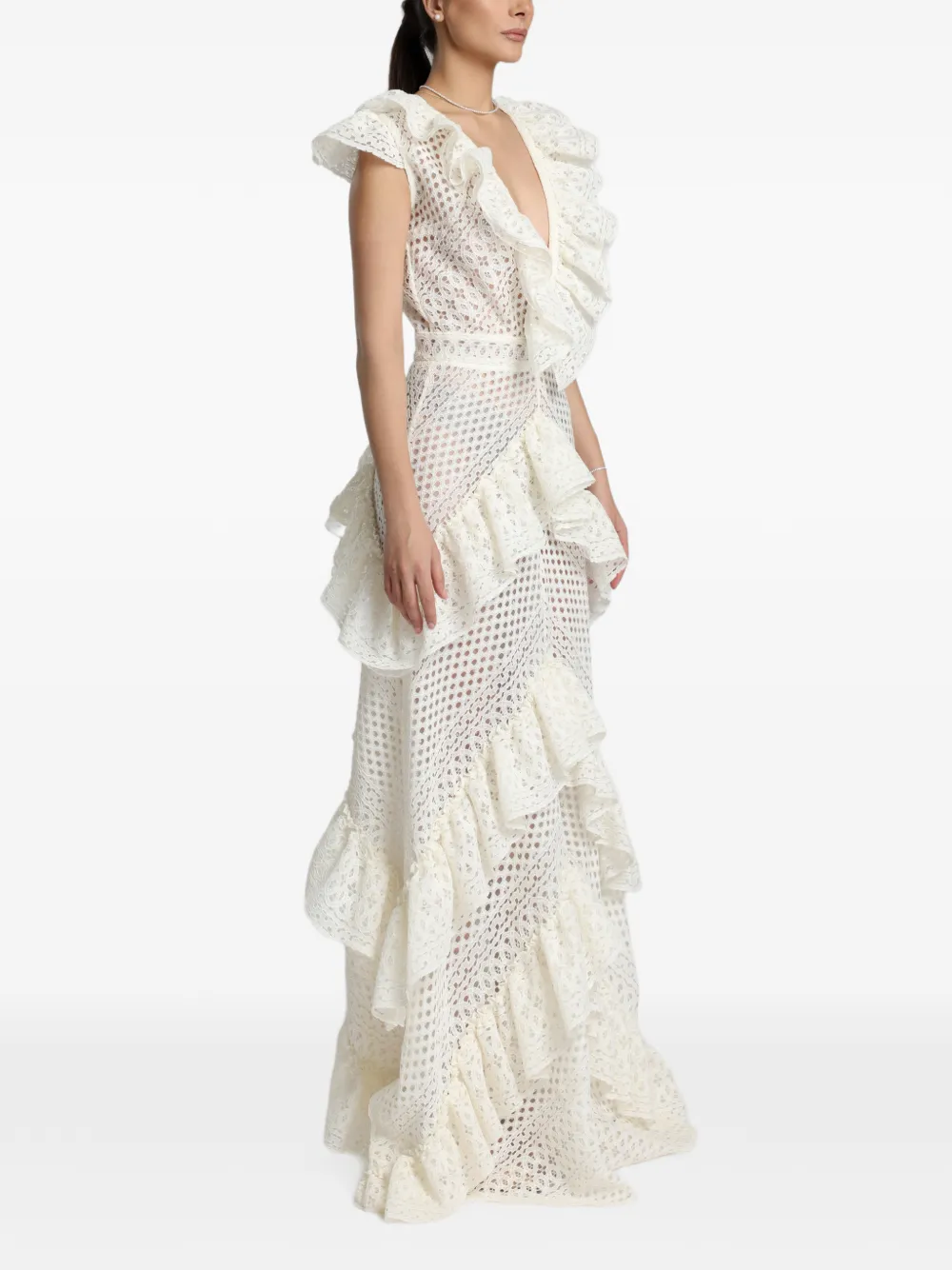 Lilly Ruffled Crochet Maxi Dress