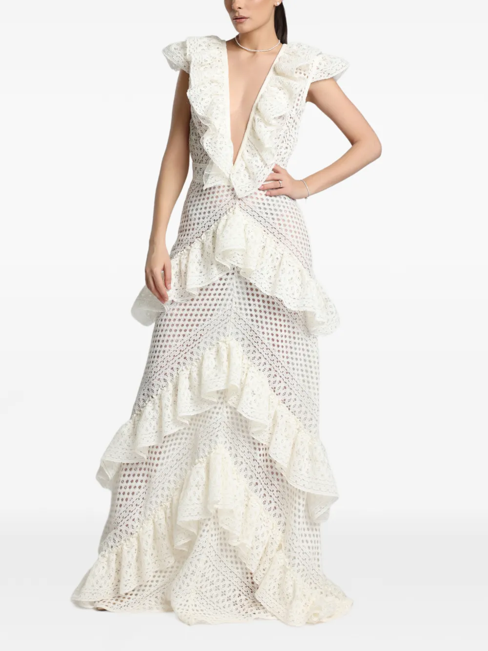 Lilly Ruffled Crochet Maxi Dress