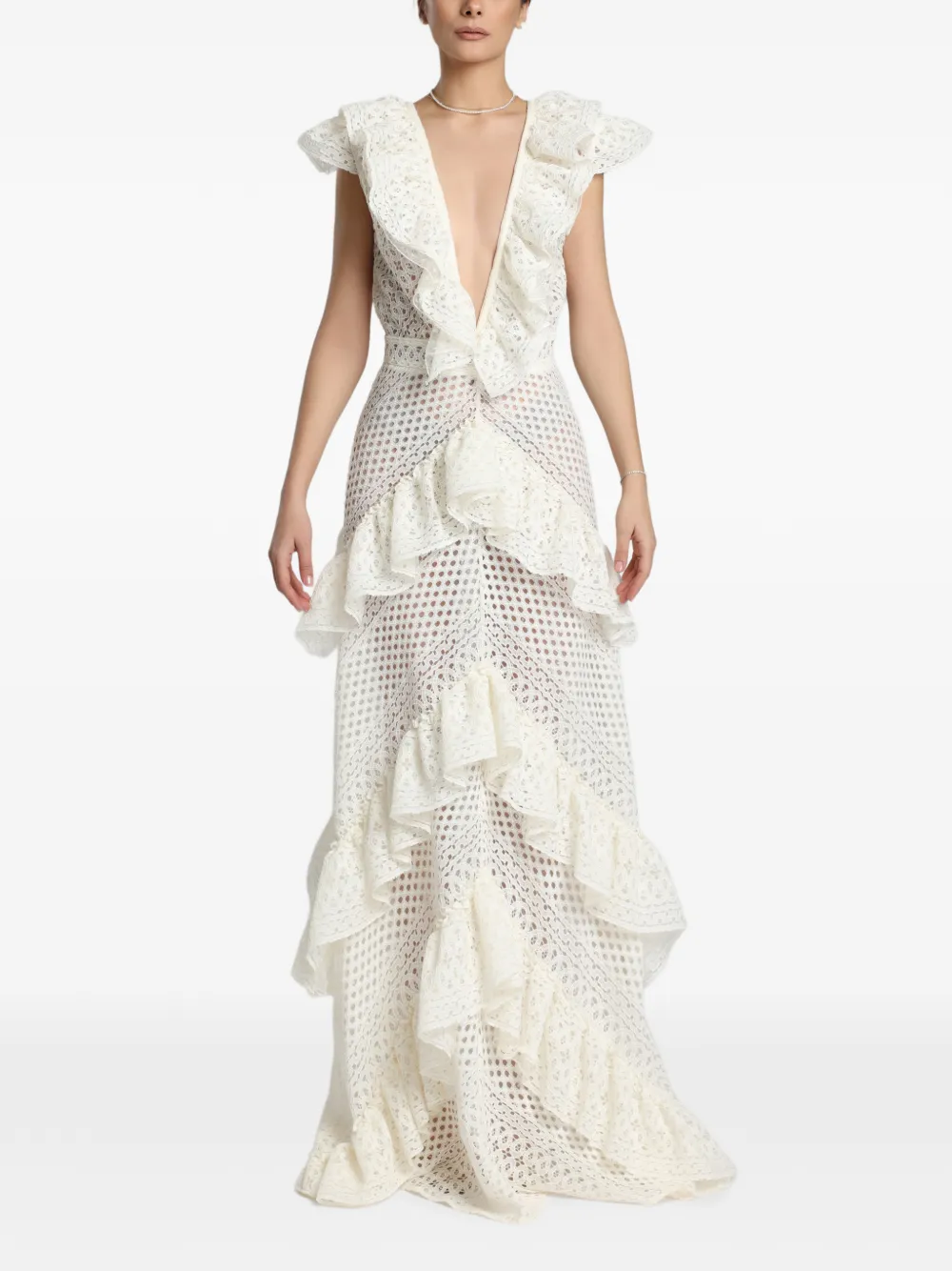 Lilly Ruffled Crochet Maxi Dress