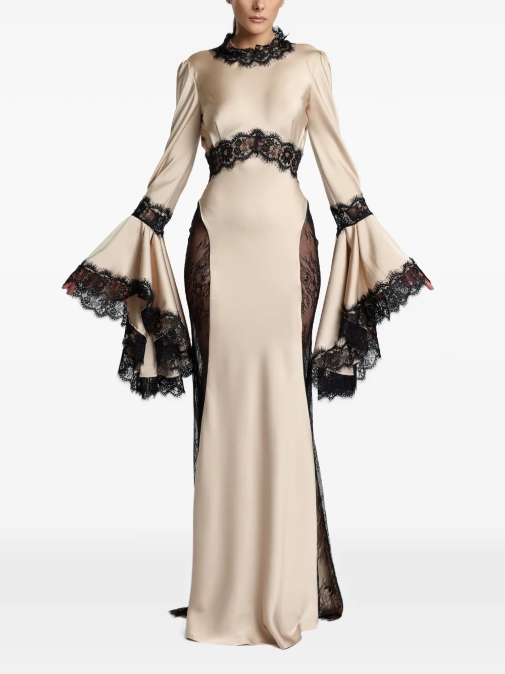 MIAU by Clara Rotescu Silene bell-sleeve lace maxi dress - Toni neutri