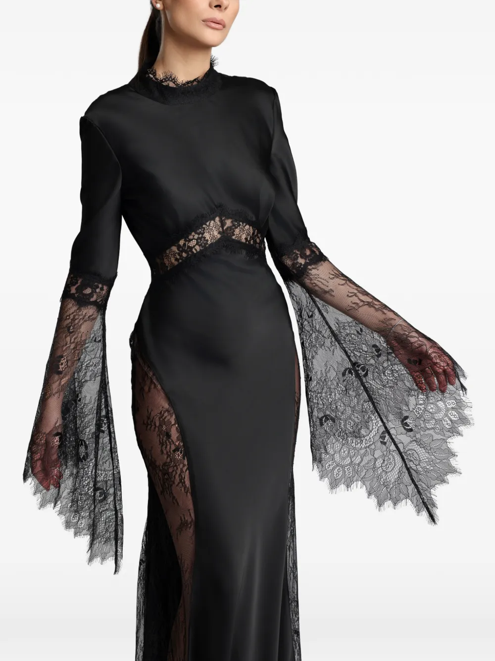 MIAU by Clara Rotescu Columbine lace-detail maxi dress - Nero