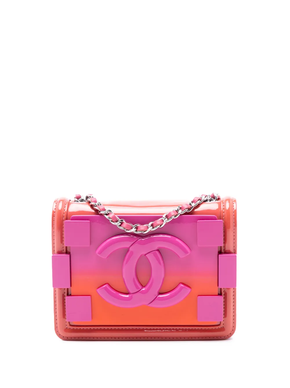 CHANEL Pre-Owned 2014 Mini Ombre Acrylic and Patent Boy Brick Flap crossbody bag - Rosa