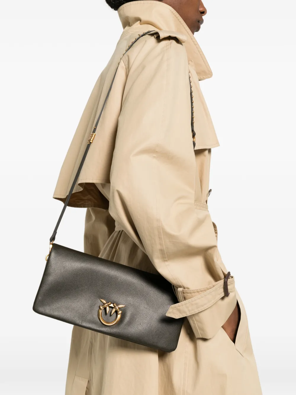 PINKO Love Click Soft medium clutch Bruin