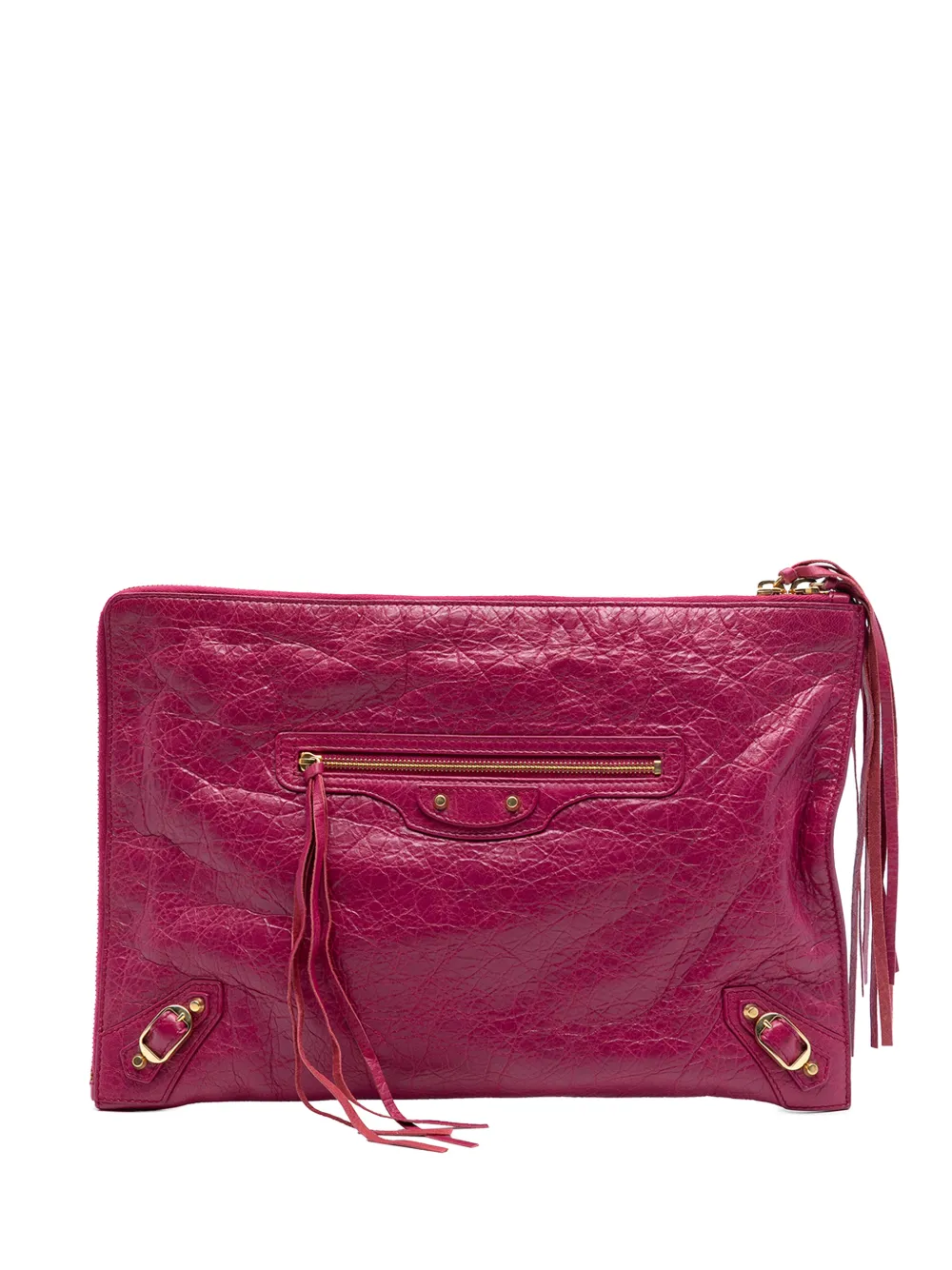 Balenciaga Pre-Owned 2017 Lambskin Motocross Classic Zip Around Flat clutch bag - Rosa