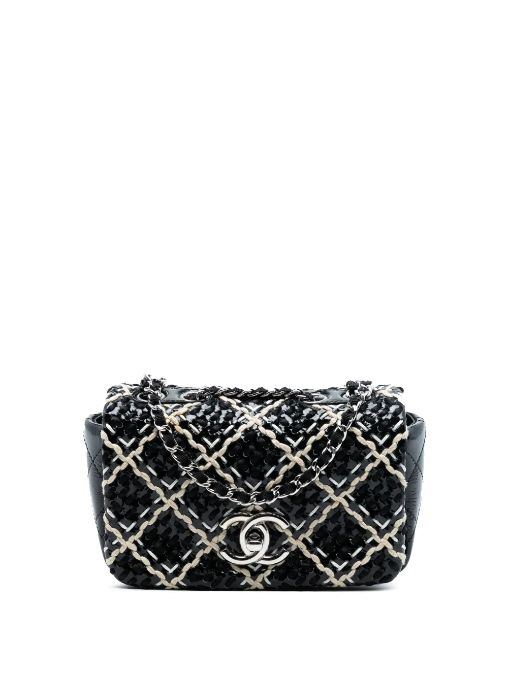 CHANEL Pre-Owned 2010-2011 Mini CC Patent Woven Stitch Full Flap shoulder bag - Nero