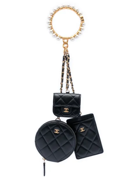 CHANEL Pre-Owned 2021 Quilted Lambskin Pearl Crown CC Wristlet Multi Pouches clutch bag