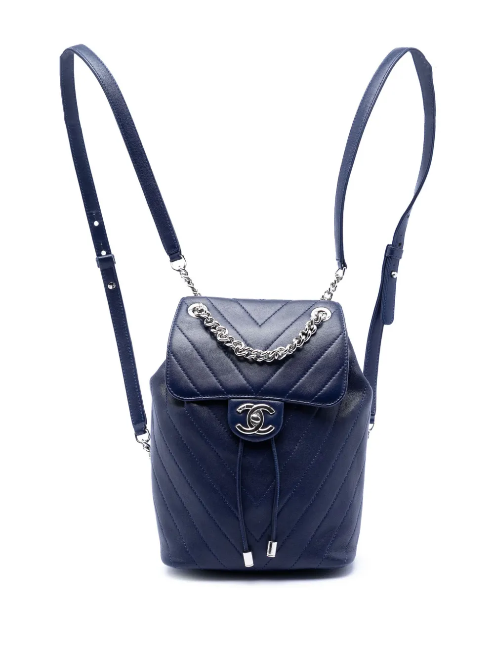 CHANEL Pre-Owned 2018 Mini Chevron Lambskin Urban Spirit backpack - Blu
