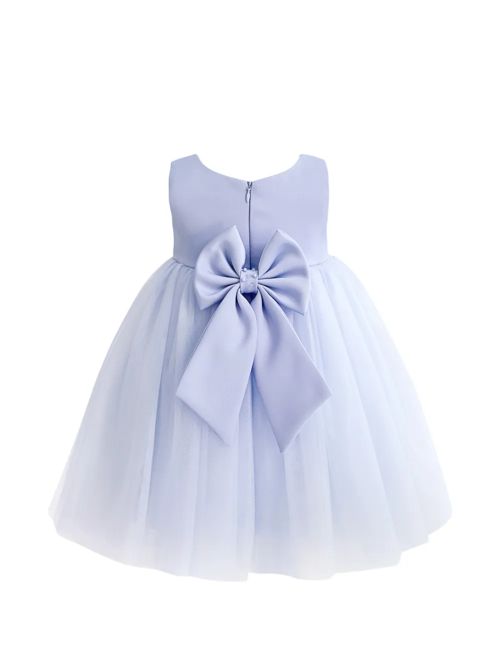 Tulleen Ovarelle avondjurk met strikdetail Blauw