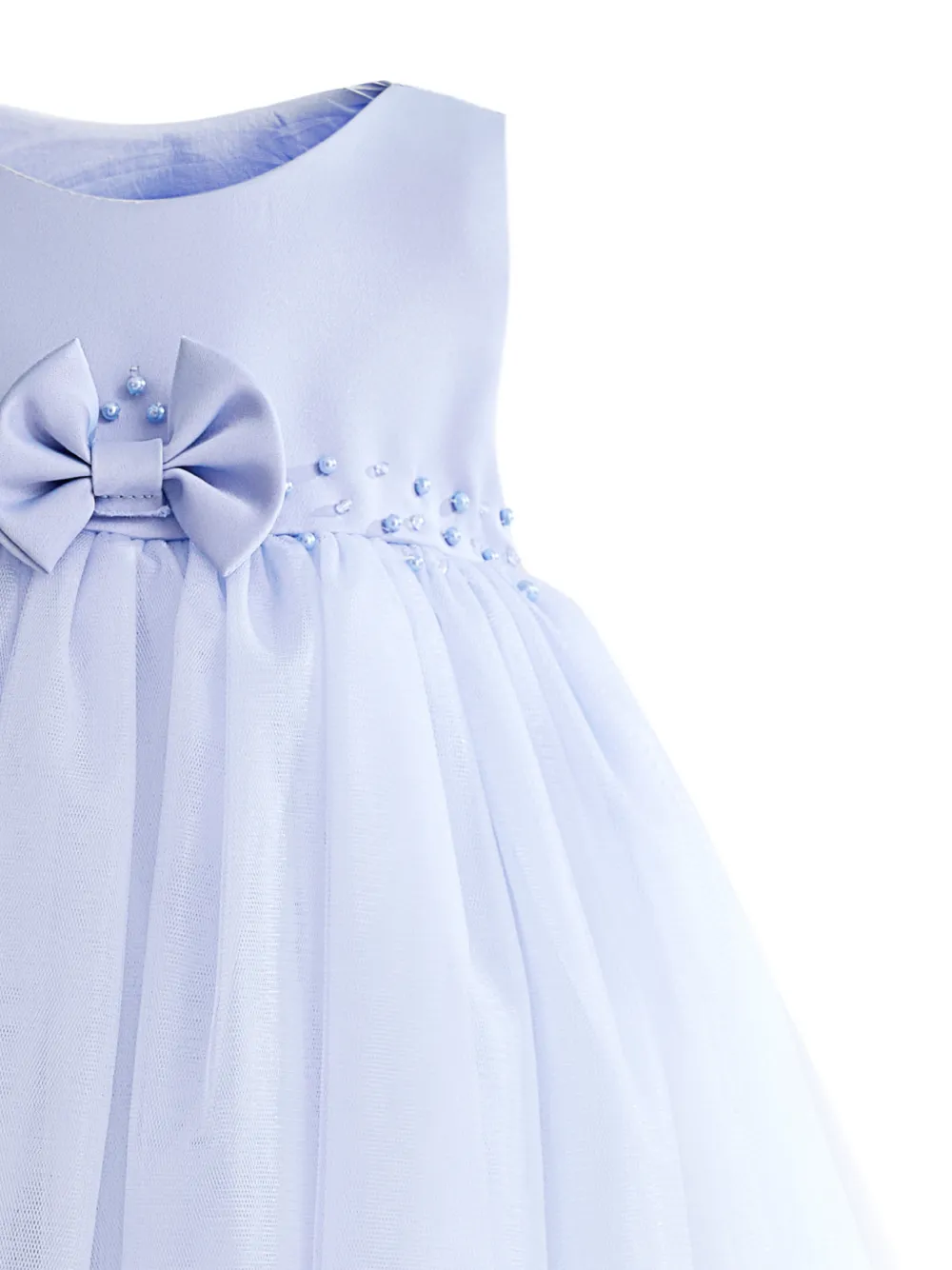 Tulleen Ovarelle avondjurk met strikdetail Blauw