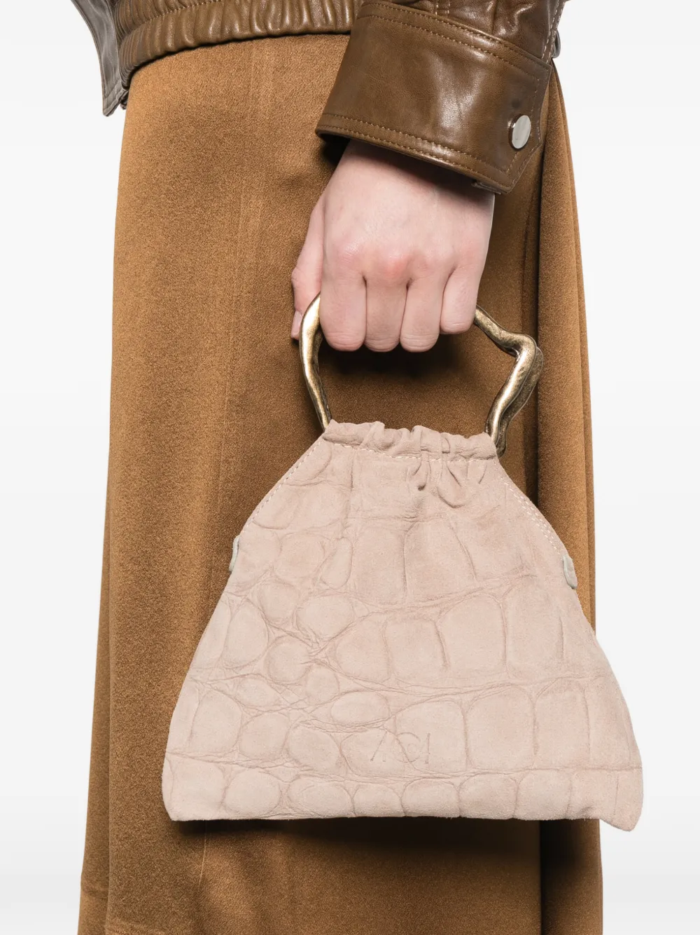  Autentica 504 Small Delia Embossed Top-handle Tote Bag - Neutrals 