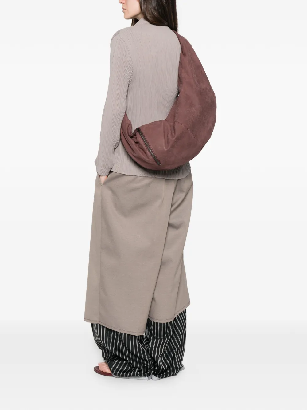  Autentica 504 Knot Zip Leather Bag - Brown 