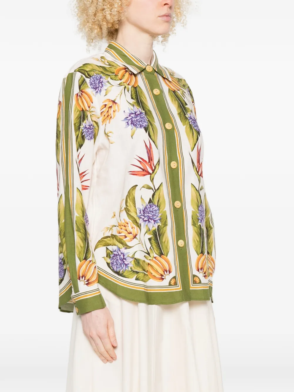  Farm Rio Sand Tropical Floral-print Shirt - White 