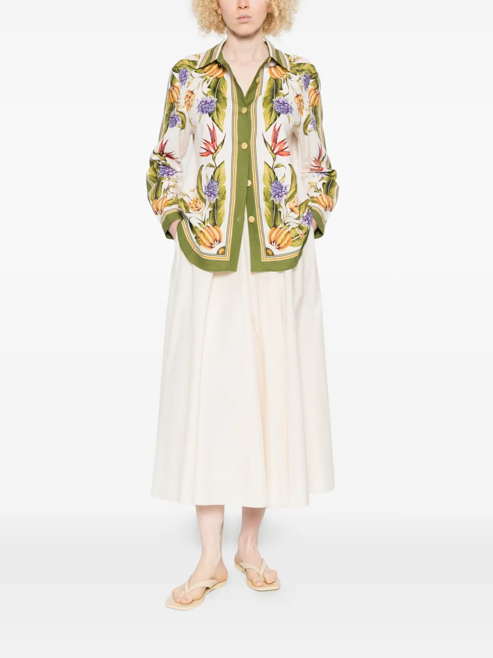  Farm Rio Sand Tropical Floral-print Shirt - White 
