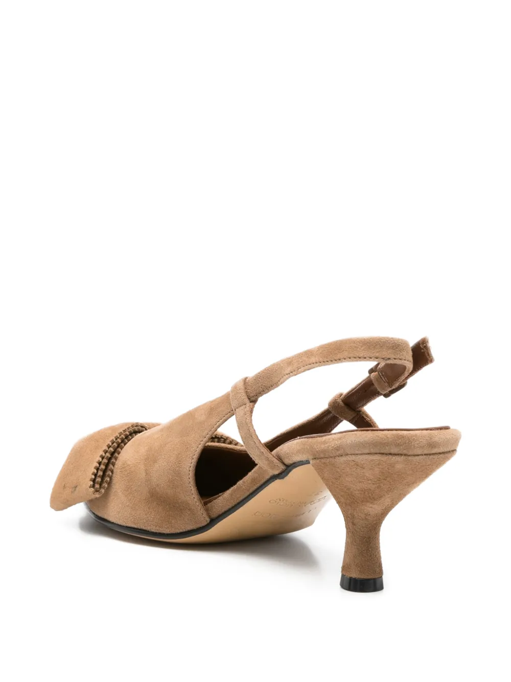 Pomme D´Or Henriette slingback pumps met strikdetail Bruin