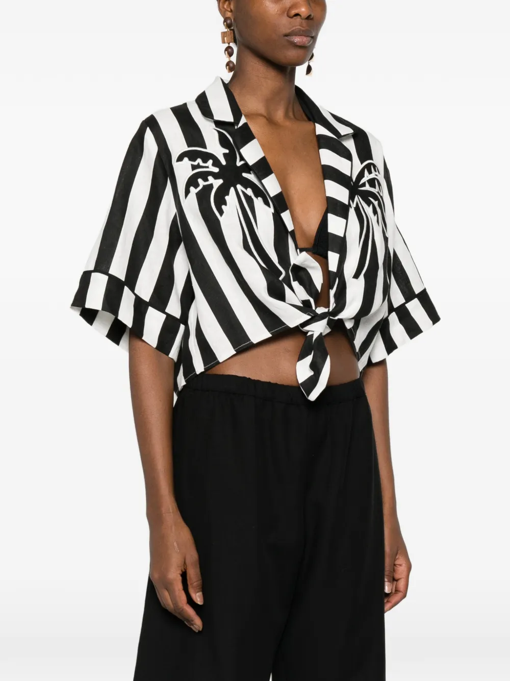 FARM Rio Gestreepte blouse Zwart