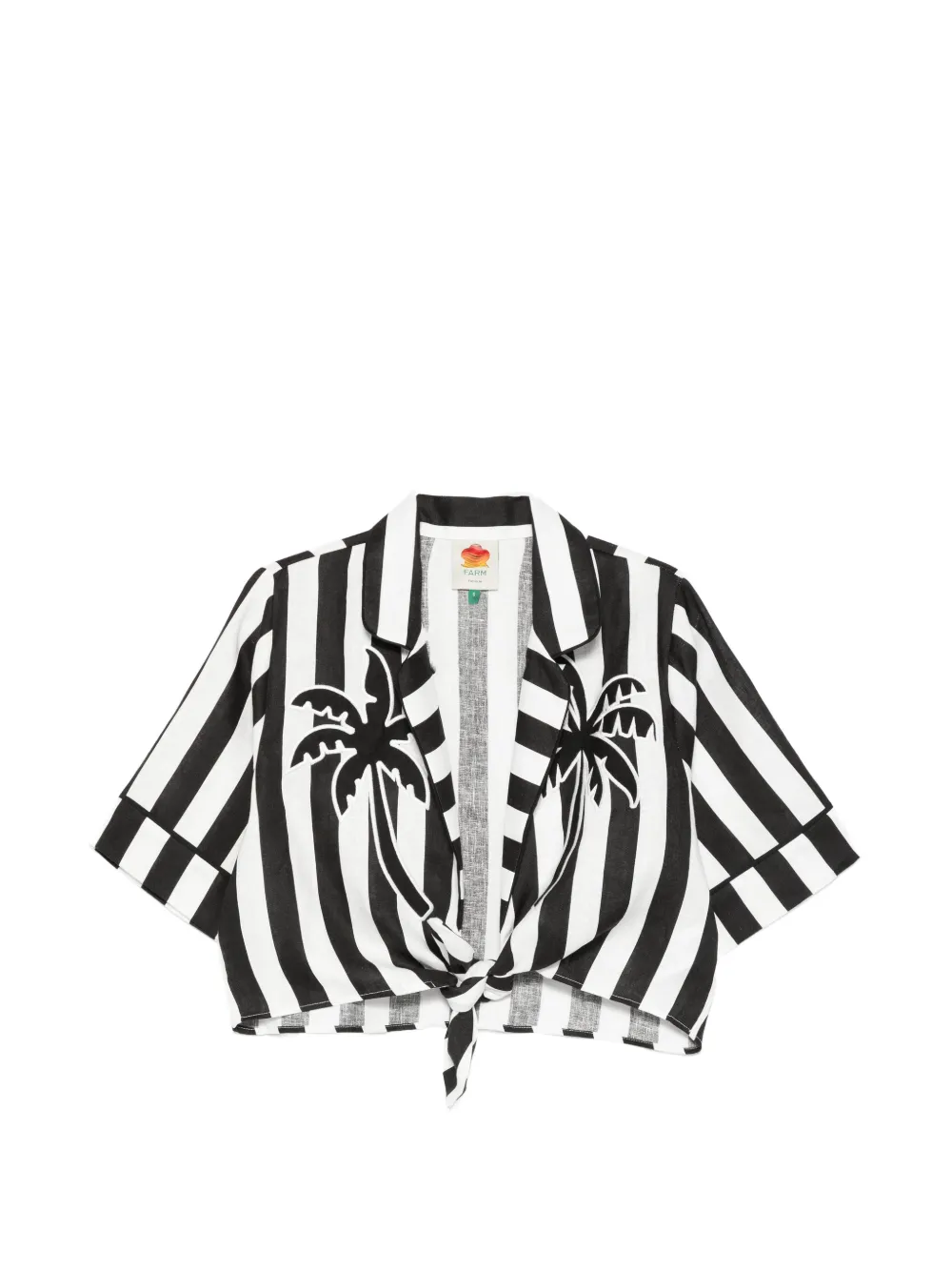 FARM Rio striped palm tree shirt - Nero