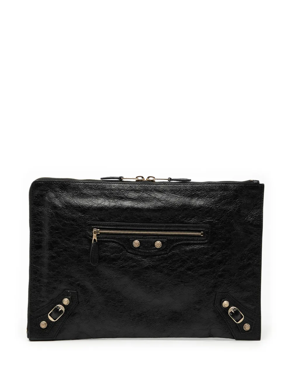 Balenciaga Pre-Owned 2018 Lambskin Motocross Giant 12 Zip Around Flat clutch bag - Nero