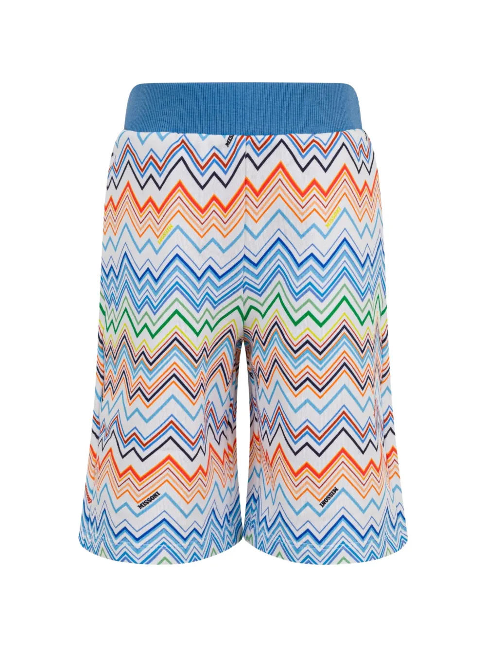 Missoni Kids zigzag-pattern cotton shorts - Blu