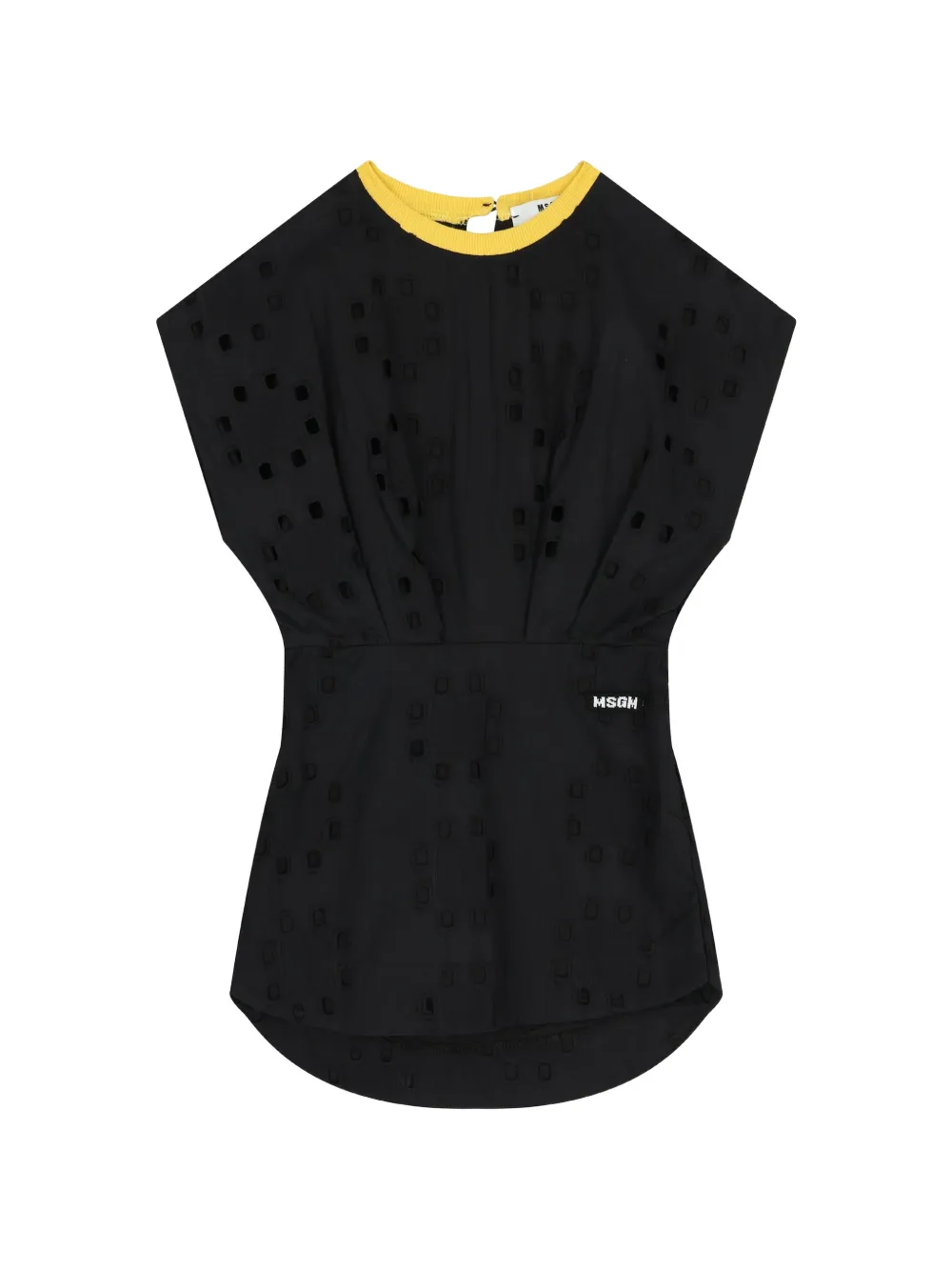 MSGM Kids Broderie Anglaise logo-detail cotton dress - Nero