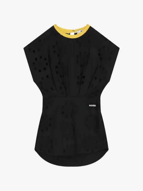 MSGM Kids robe en broderie anglaise de coton à logo