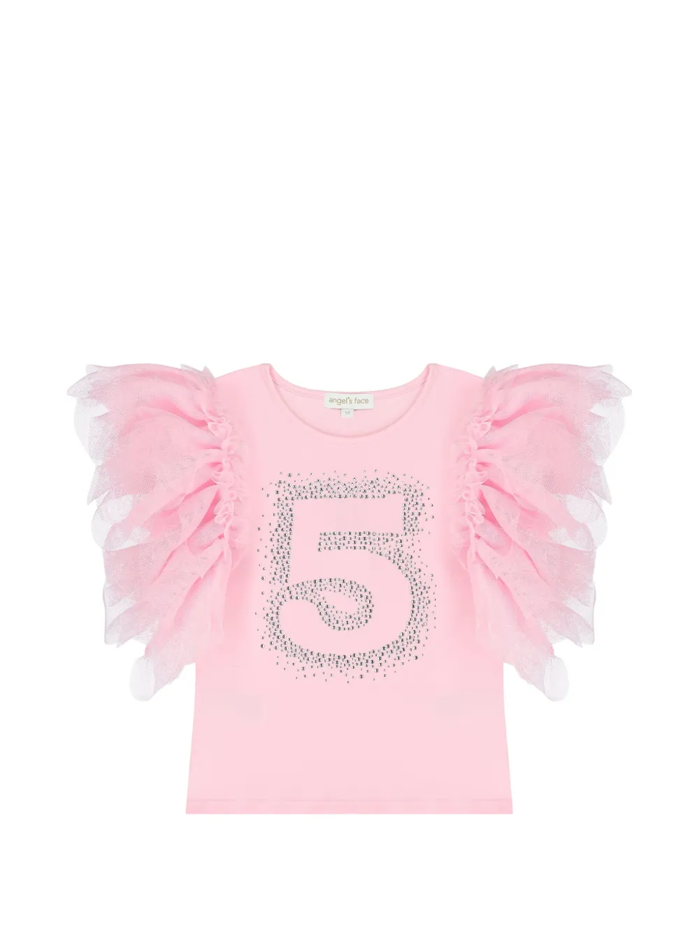 ANGEL'S FACE KIDS T-shirt 5th Birthday con ruches - Rosa