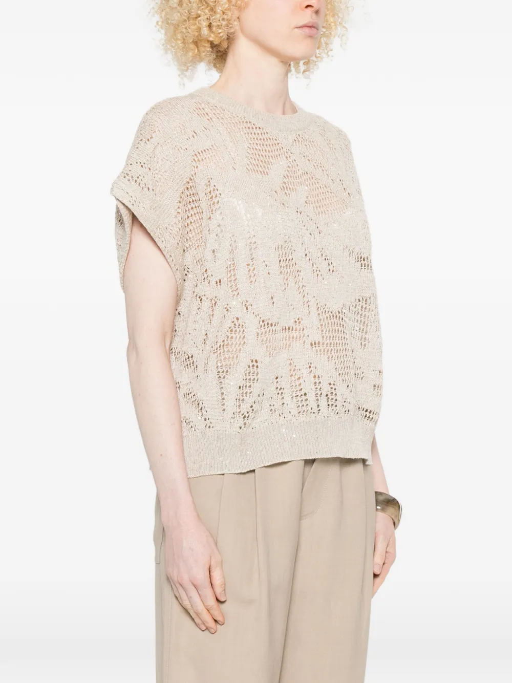 Brunello Cucinelli Opengebreide trui Beige