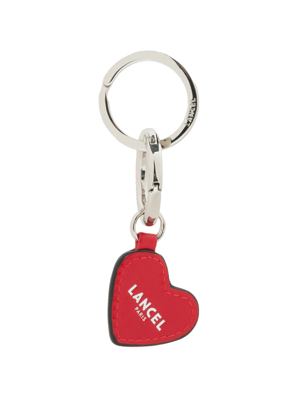 Lancel Heart-shape Keyring In Red